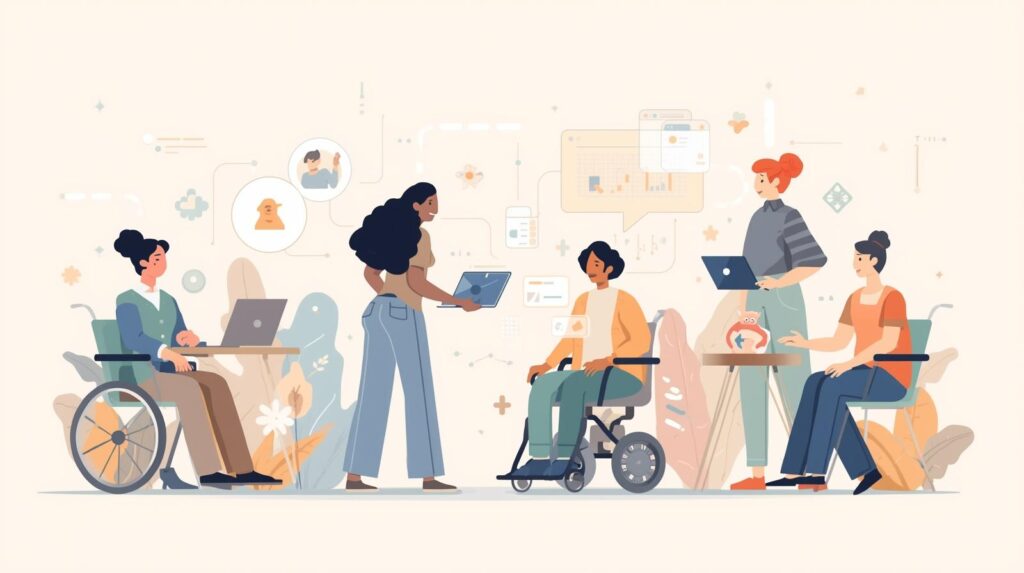 an image that is neutral but gives the idea of inclusion, assisitive technology and digital access